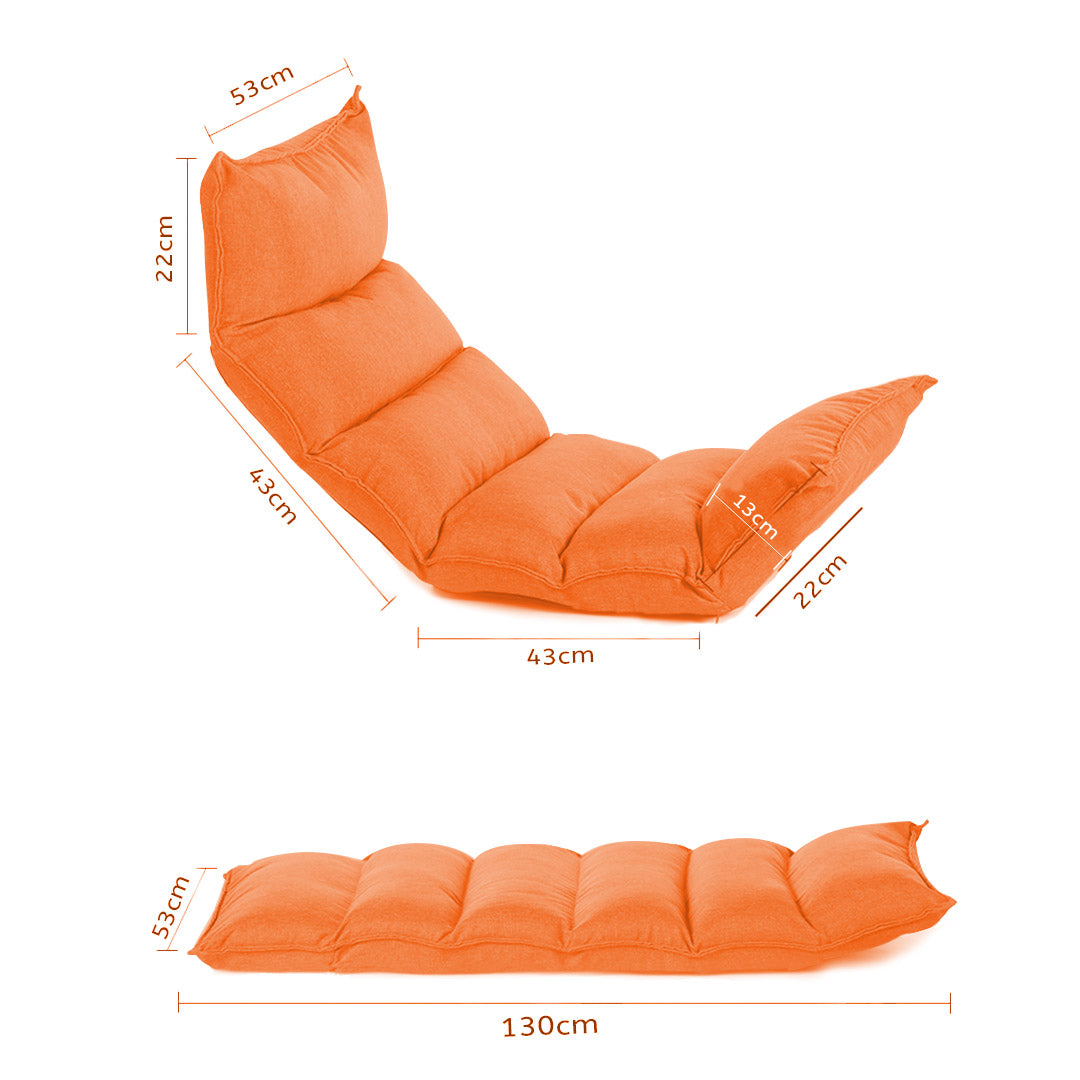 SOGA 2X Foldable Tatami Floor Sofa Bed Meditation Lounge Chair Recliner Lazy Couch Orange