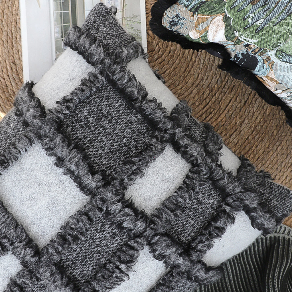 SOGA 45cm Luxurious Faux Fur Textured Checkered Pillowcase