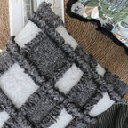 SOGA 45cm Luxurious Faux Fur Textured Checkered Pillowcase