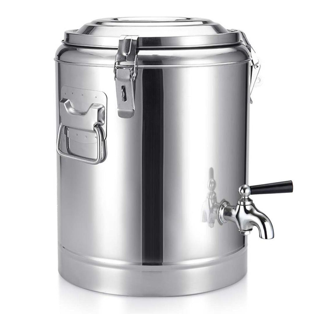 SOGA 2X 7.9 Gal Stainless Steel Insulated Stock Pot Dispenser Hot & Cold Beverage Container With Tap