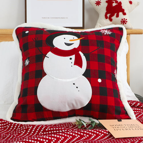 SOGA 2X 45cm Holiday Snowman Decorative Pillow Covers – Red Buffalo Plaid