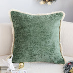 SOGA 45cm Emerald Green polyester Pillowcases with Fringed Edge