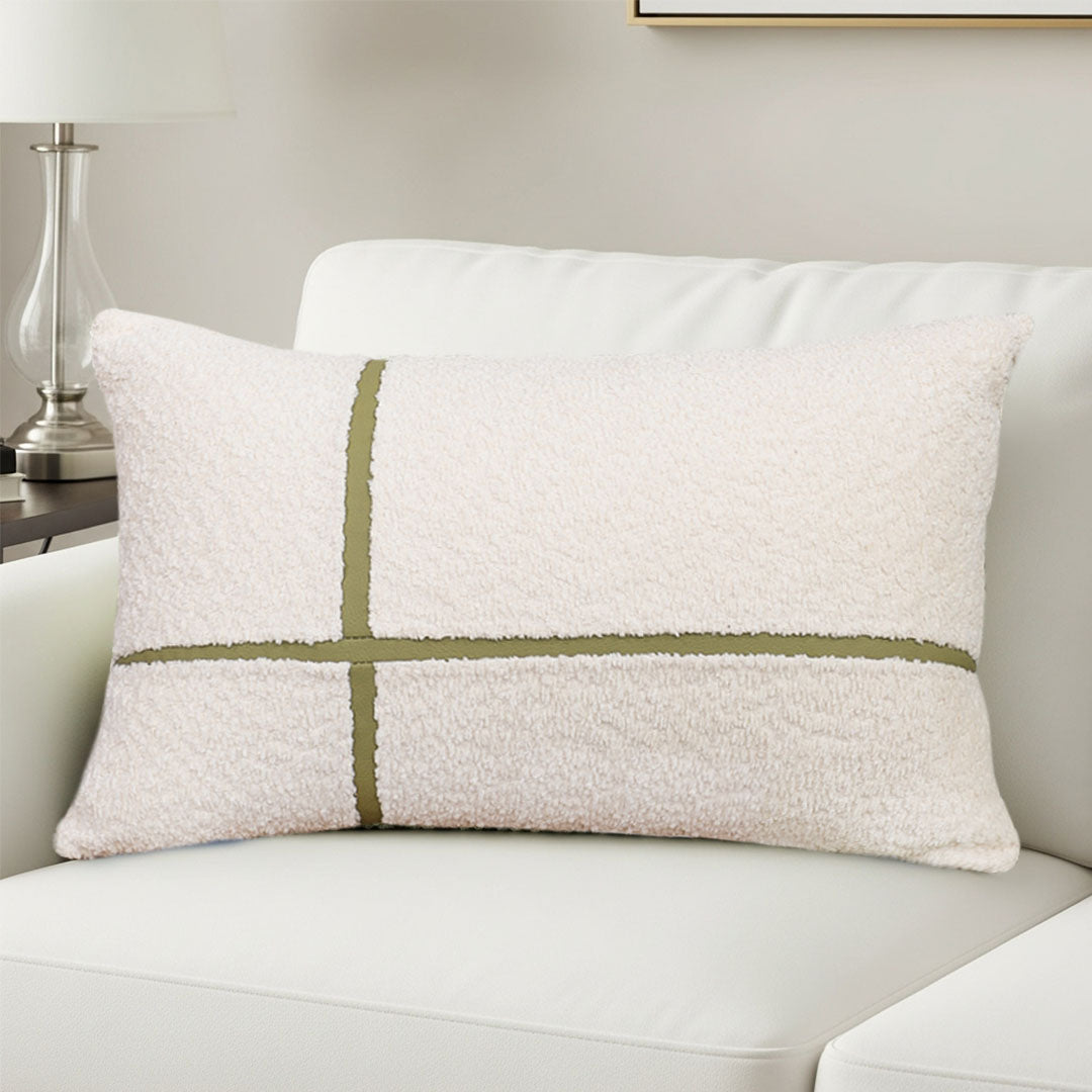 SOGA 30x50cm Cozy Chic Lumbar Pillowcase with Modern Green Stripe