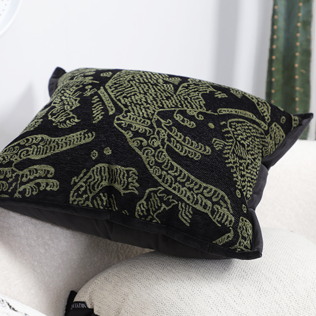 SOGA 45cm Nature-Inspired Midnight Green Embroidered Pillowcase