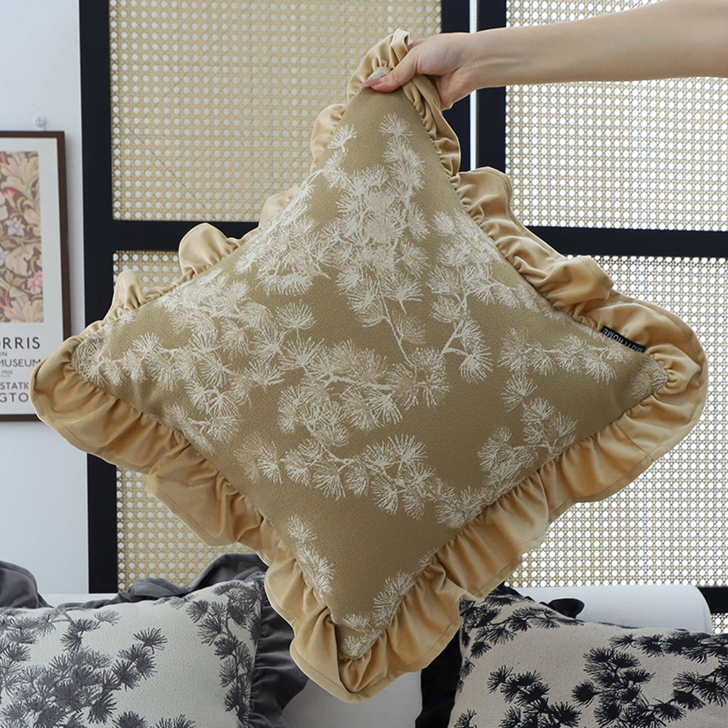SOGA 2X 45cm Champagne Floral with Gold Ruffle