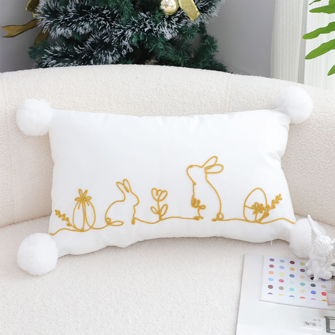 SOGA 30x50cm Whimsical Bunny Embroidered Pillowcase