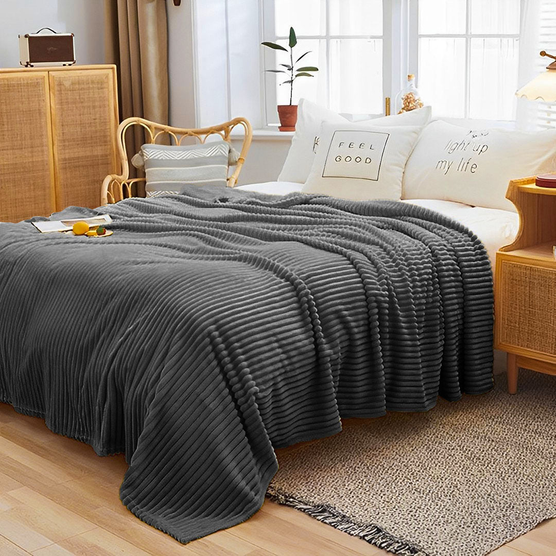 SOGA 2X Throw Blanket Warm Cozy Striped Pattern Thin Flannel Coverlet Fleece Bed Sofa Comforter