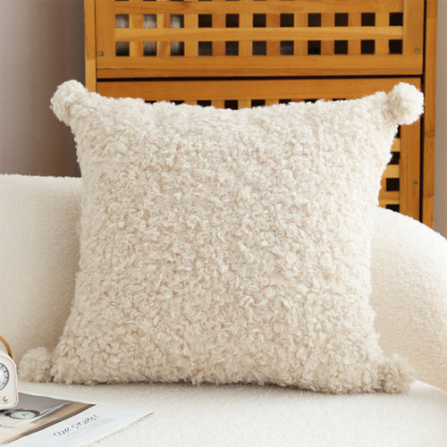 SOGA 2X 17.72in Luxe Cream Bouclé Pillowcases Soft Decorative Cushion Covers