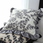 SOGA 2X 45cm Gray Floral with Ruffle Trim