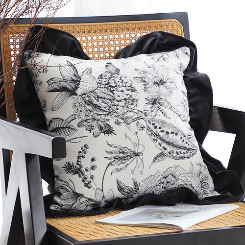SOGA 2X 45cm Chic Botanical Bliss Black & White Square Pillowcase