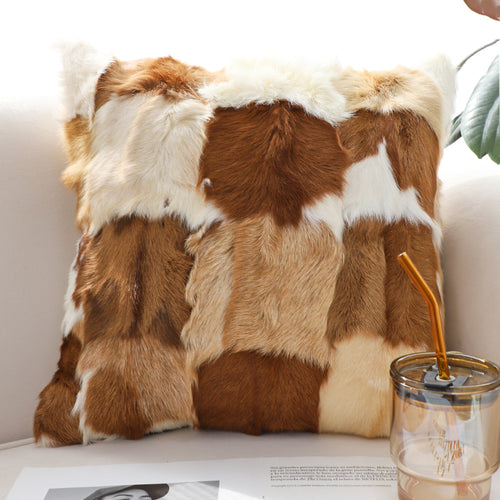 SOGA 2X 17.72in Cowhide Patchwork Pillowcases Rustic Decorative Cushion Covers