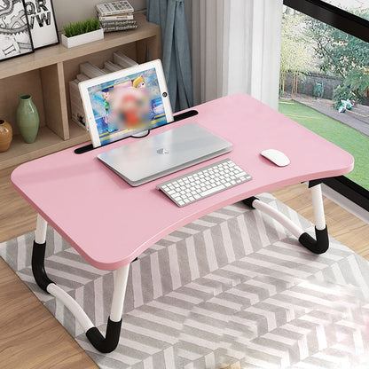 SOGA 2X Pink Portable Bed Table Adjustable Foldable Bed Sofa Study Table Laptop Mini Desk with Notebook Stand Card Slot Holder Home Decor