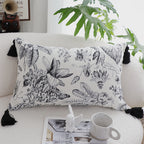 SOGA 2X 30x50cm Chic Botanical Bliss Rectangular Pillowcase with Tassel Accents