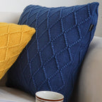 SOGA Set of 2 – Navy Blue Diamond Knit Pillowcases – 45cm Decorative Cushion Covers