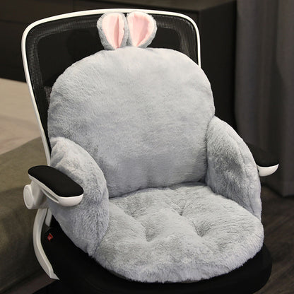 SOGA Gray Bunny Shape Cushion Soft Leaning Bedside Pad Sedentary Plushie Pillow Home Decor