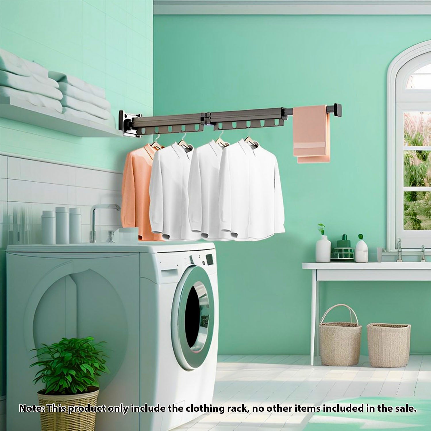 SOGA 2X 36.7 in Wall-Mounted Clothing Dry Rack Retractable Space-Saving Foldable Hanger