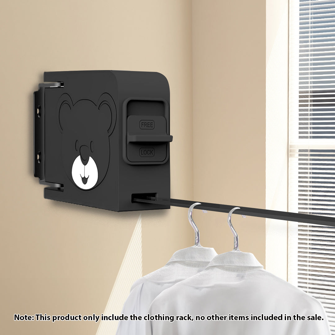 SOGA 160mm Wall-Mounted Clothes Line Dry Rack Retractable Space-Saving Foldable Hanger Black