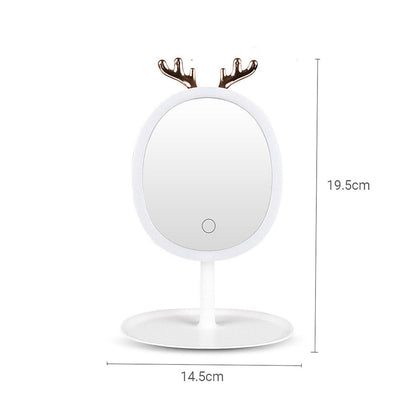 SOGA White Antler LED Light Makeup Mirror Tabletop Vanity Home Decor