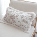SOGA 2X 30x50cm Taupe Floral Embroidered Pillowcase