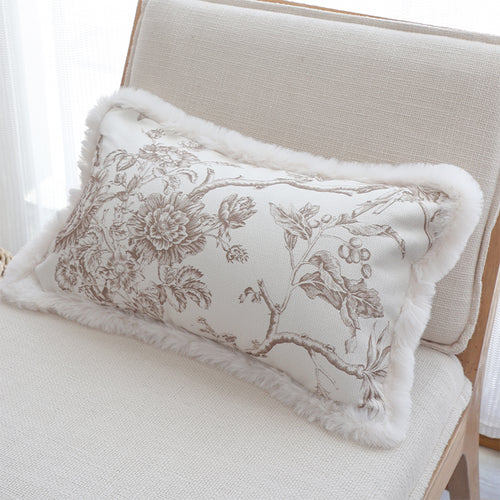 SOGA 2X 30x50cm Taupe Floral Embroidered Pillowcase