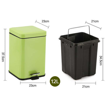 SOGA 4X Foot Pedal Stainless Steel Rubbish Recycling Garbage Waste Trash Bin Square 12L Green