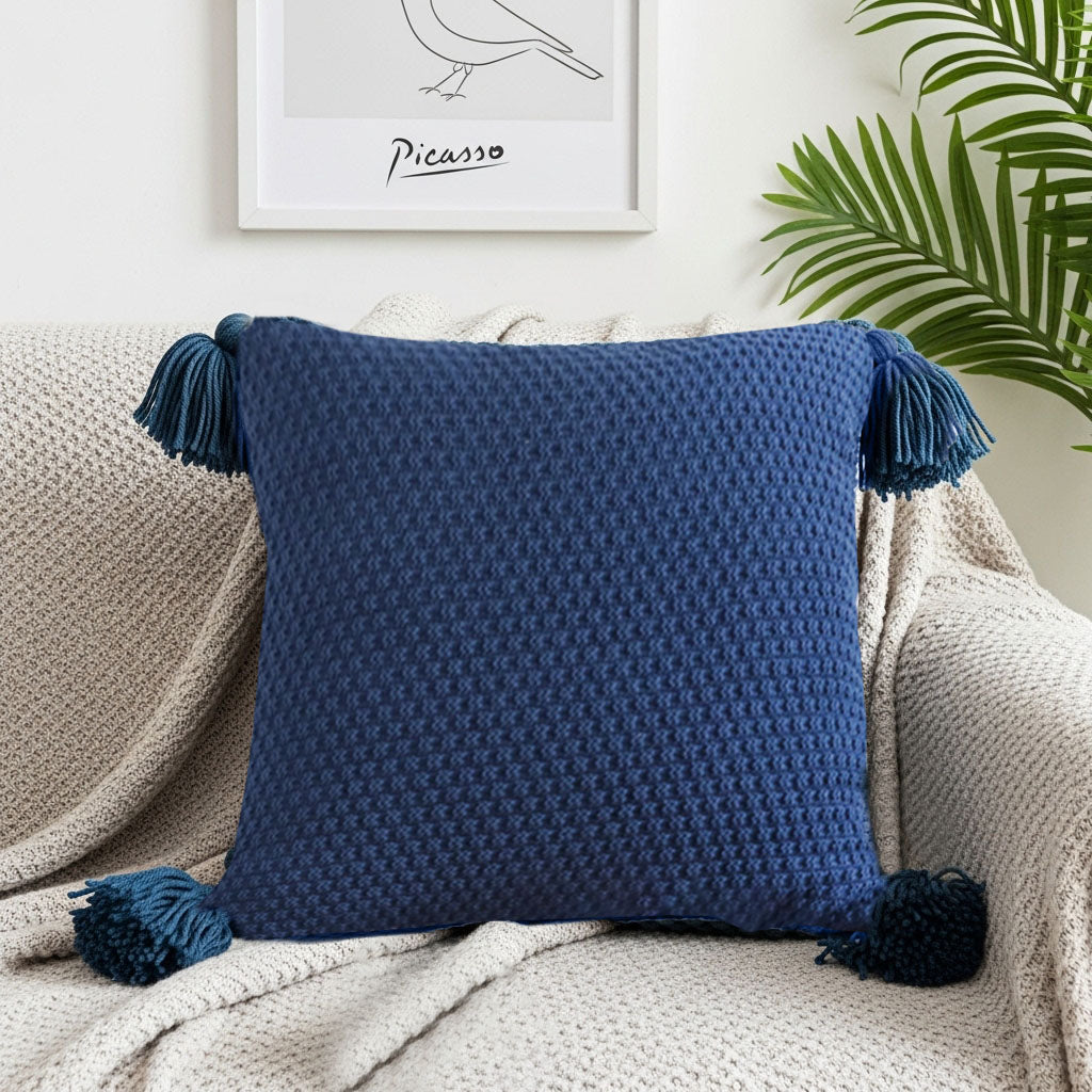 SOGA 50cm Chunky Knit Pillowcase (Navy Blue)