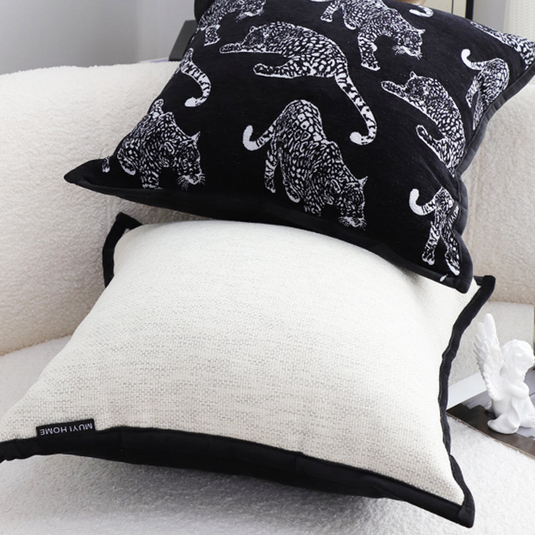 SOGA 45cm Minimalist Cream Pillowcase with Black Piping