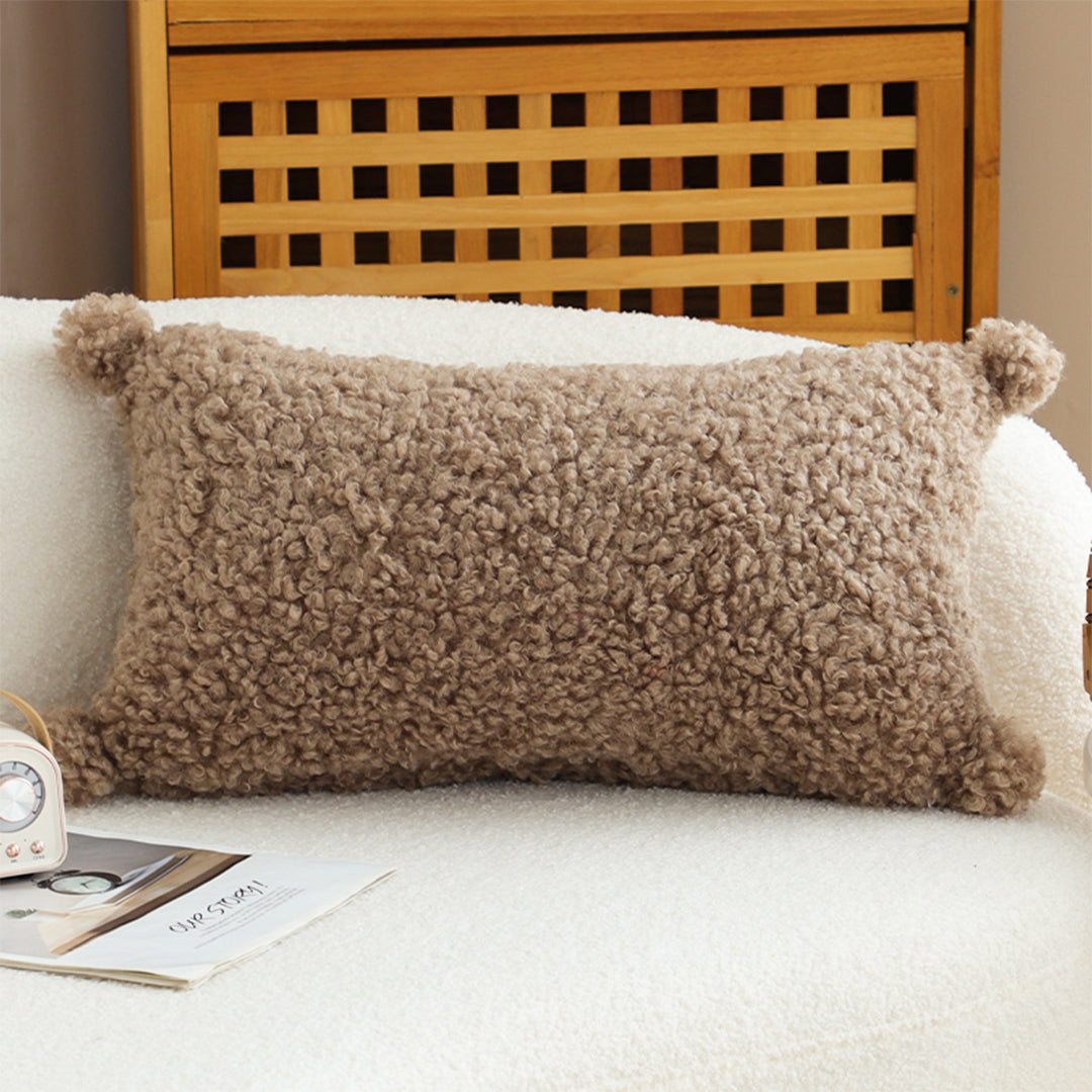 SOGA 30x50cm Sage Green Textured Lumbar Pillow with Tassels