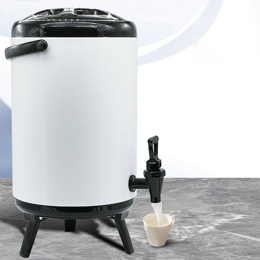 SOGA 4X 4.8 Gal Stainless Steel Insulated Milk Tea Barrel Hot and Cold Beverage Dispenser Container with Faucet White