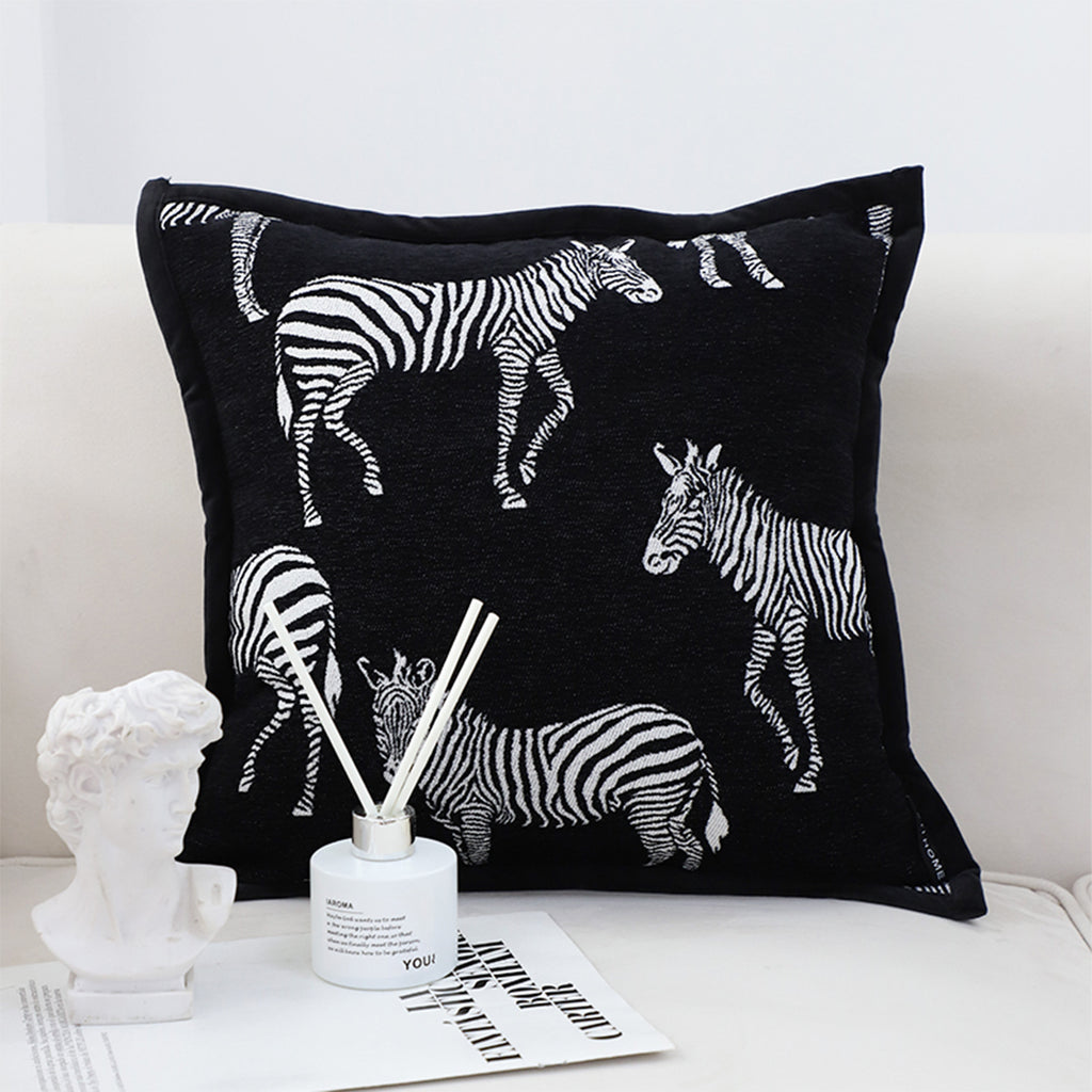 SOGA Set of 2 – 45cm Wildlife Zebra Scene Decorative Pillow Covers, Black & White Cushion Covers