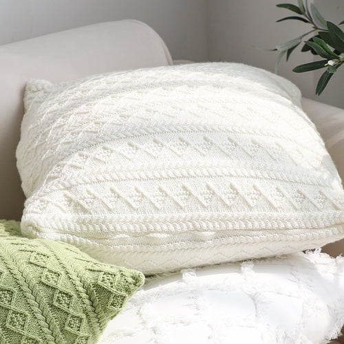 SOGA 2X 17.72in Cable Knit Pure Pillowcases Cozy Decorative Cushion Covers for Home