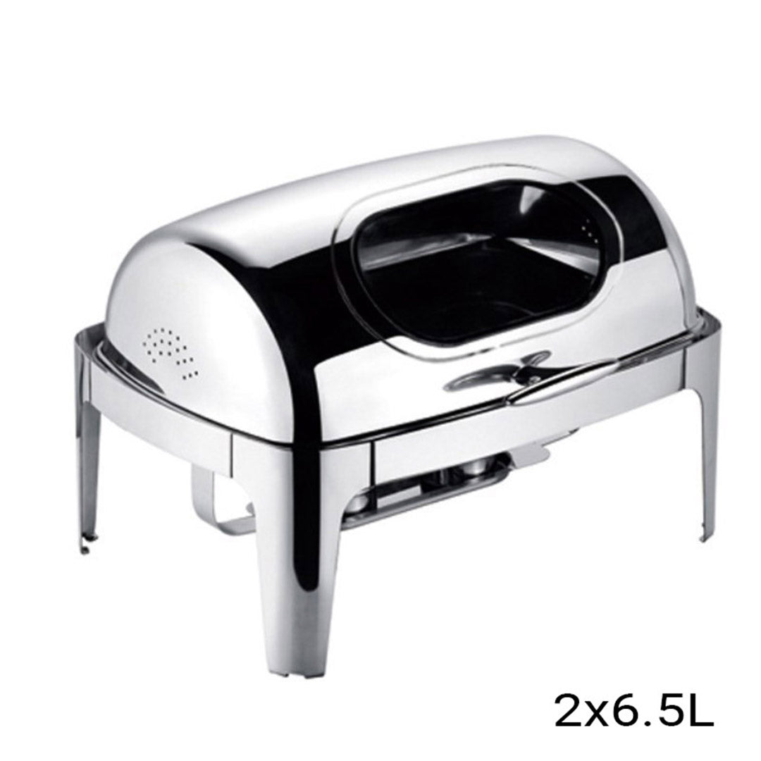 SOGA 6.5L Stainless Steel Double Soup Tureen Bowl Station Roll Top Buffet Chafing Dish Catering Chafer Food Warmer Server