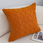 SOGA 45cm Burnt Orange Diamond Knit Pillowcase