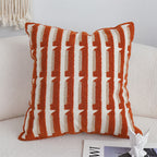 SOGA 45cm Rust Orange & Off-White Striped Polyester Decorative Pillowcase