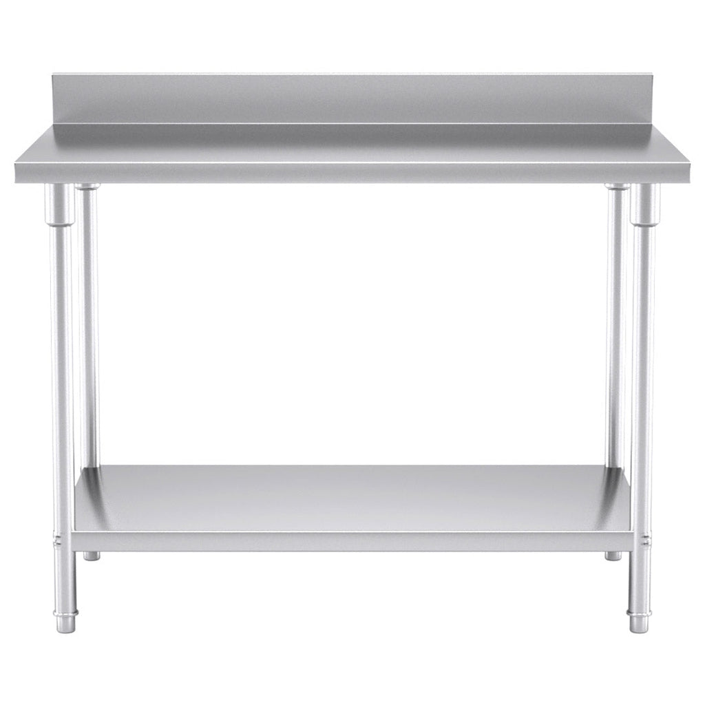 SOGA Commercial Catering Kitchen Stainless Steel Prep Work Bench Table with Back-splash 120*70*85cm