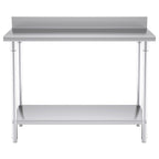 SOGA Commercial Catering Kitchen Stainless Steel Prep Work Bench Table with Back-splash 120*70*85cm