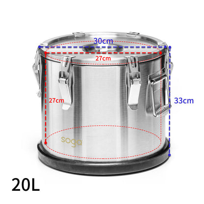 SOGA 2X 20L 304 Stainless Steel Insulated Food Carrier Warmer Container with Anti Slip Rubber Bottom