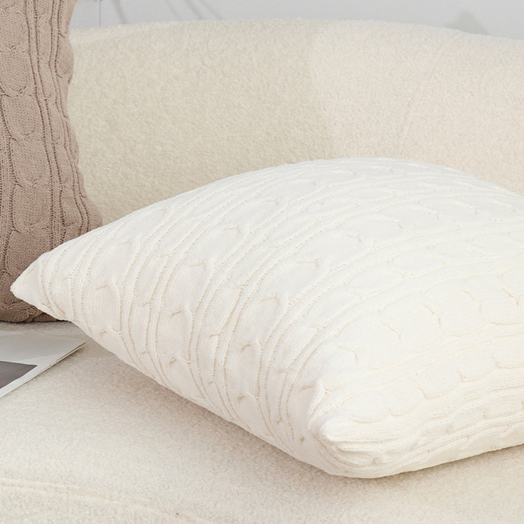 SOGA 45cm Classic Cream Cable Knit Decorative Pillowcase