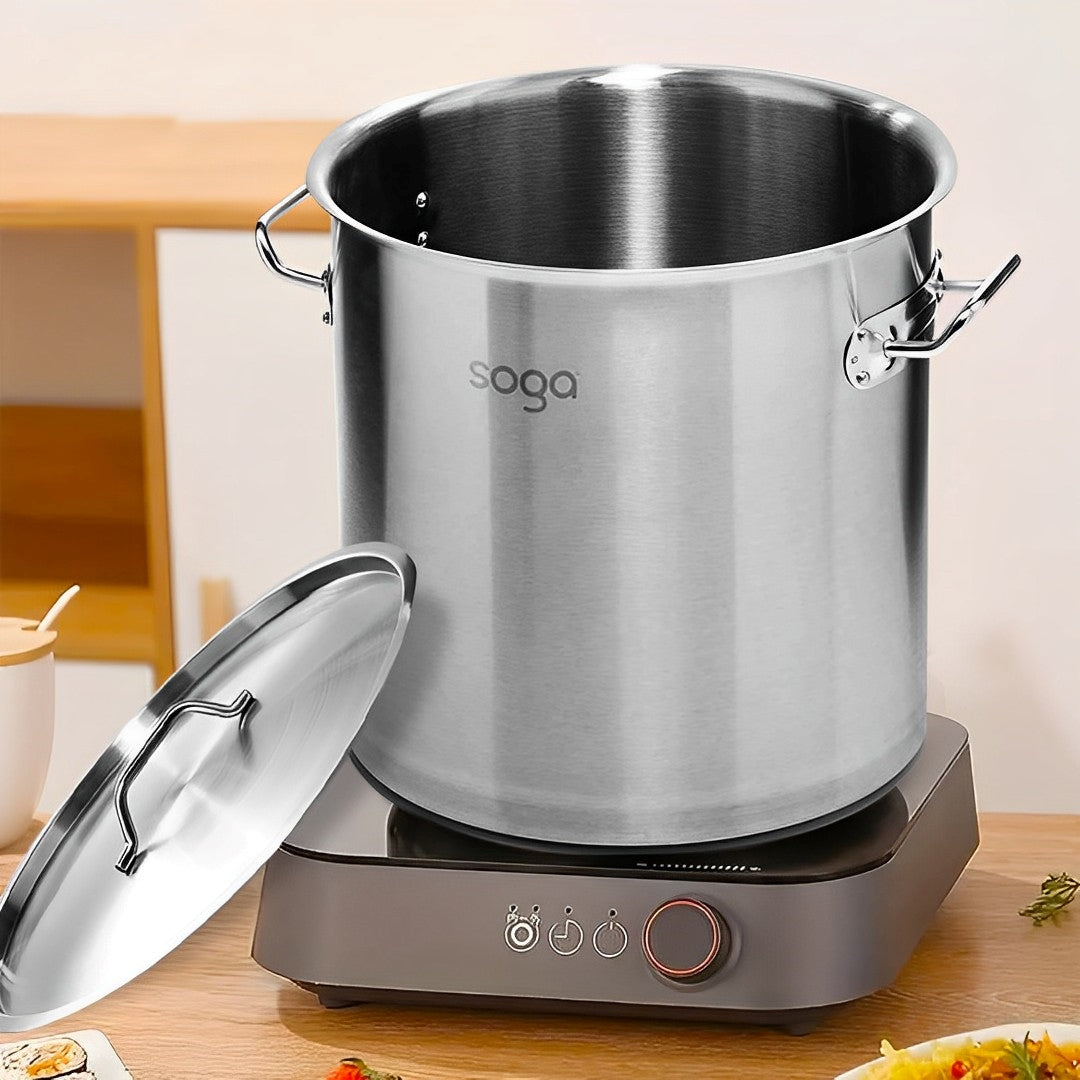 SOGA 50L Stainless Steel Stock Pot with One Steamer Rack Insert Stockpot Tray