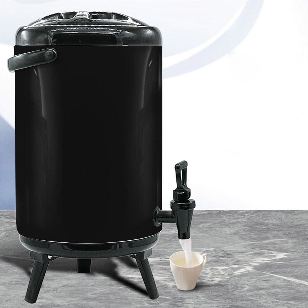 SOGA 8X 4.2 Gallon Stainless Steel Insulated Milk Tea Barrel Hot and Cold Beverage Dispenser Container with Faucet Black