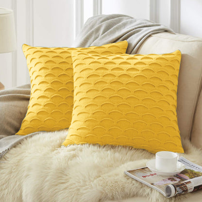 SOGA 45cm Scalloped Wave Pillowcase (Sunshine Yellow)