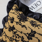 SOGA 45cm Elegant Black & Gold Floral Velvet Pillowcase