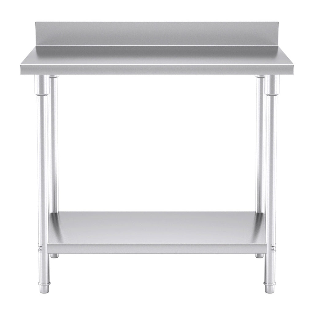 SOGA Commercial Catering Kitchen Stainless Steel Prep Work Bench Table with Back-splash 100*70*85cm