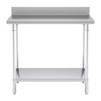 SOGA Commercial Catering Kitchen Stainless Steel Prep Work Bench Table with Back-splash 100*70*85cm