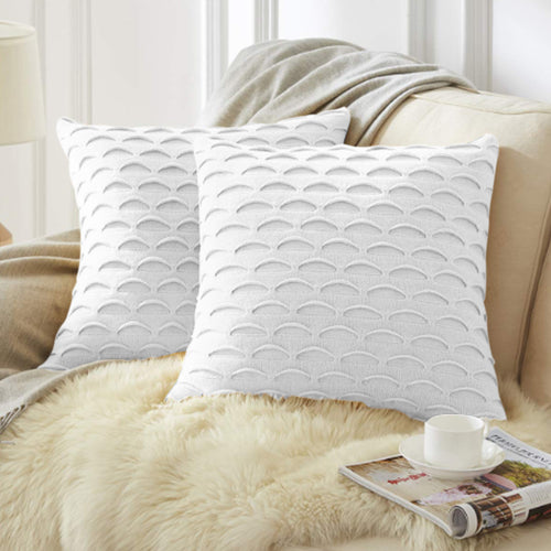 SOGA 2X 45cm Pure White Scalloped Wave Pillowcase – Elegant Textured Cushion Covers for Modern Home Décor