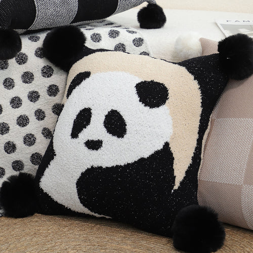 SOGA 2X 45cm Panda Pom-Pom Decorative Pillowcase