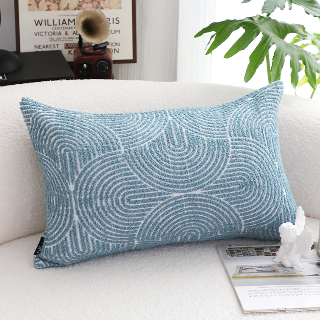 SOGA 30x50cm Blue Geometric Lumbar Pillowcase for Indoor & Outdoor Home Decor