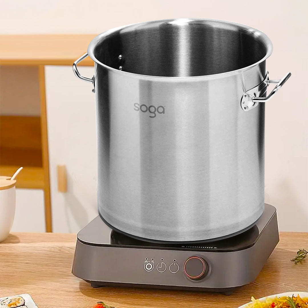 SOGA Stock Pot 12L Top Grade Thick Stainless Steel Stockpot 18/10 Without Lid