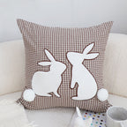 SOGA 2X 45cm Brown Gingham Bunny Pillowcase