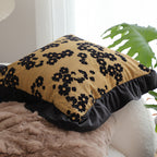 SOGA 45cm Velvique Floral Ruffle Pillowcase – Mustard Gold